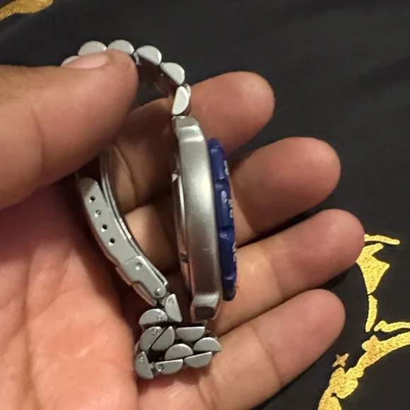 Men's Blue and Silver Chronograph Watch